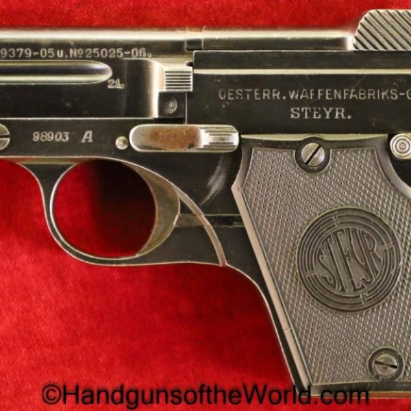 Steyr, Model, 1909, 6.35mm, Austrian, Dated, 1921, Austria, 25, .25, acp, auto, Handgun, Pistol, C&R, Collectible, 6.35, VP, Vest Pocket, Tip Up, Hand gun