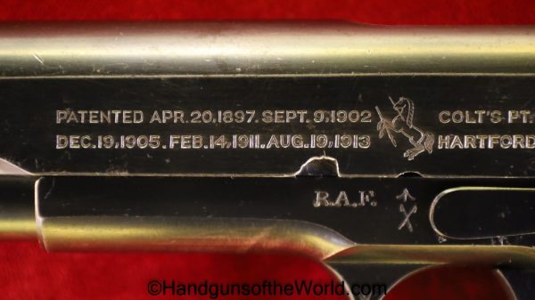 Colt, 1911, Government, .455, British, RAF Marked, RAF, WWI, WW1, Handgun, Pistol, C&R, Collectible, 455, Government Model, English, Contract, Britain, UK