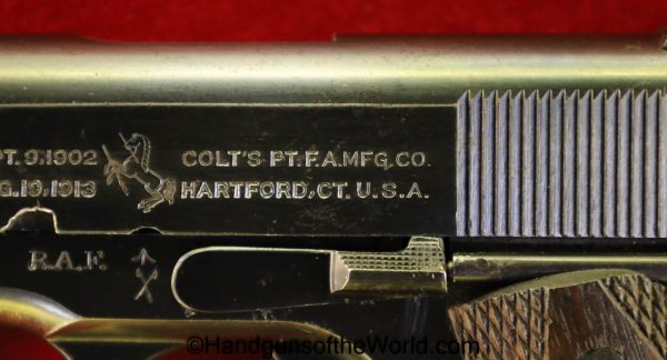 Colt, 1911, Government, .455, British, RAF Marked, RAF, WWI, WW1, Handgun, Pistol, C&R, Collectible, 455, Government Model, English, Contract, Britain, UK