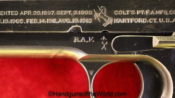 Colt, 1911, Government, .455, British, RAF Marked, RAF, WWI, WW1, Handgun, Pistol, C&R, Collectible, 455, Government Model, English, Contract, Britain, UK