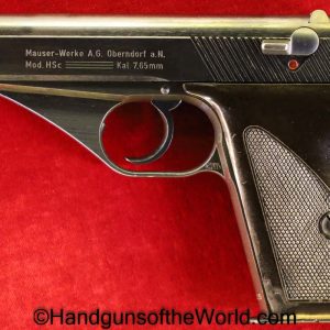 Mauser, HSc, 7.65mm, Late War, German, WWII, with Black Grips, WW2, Germany, Handgun, Pistol, C&R, Collectible, Pocket, 32, .32, acp, auto, 7.65, Black Grips