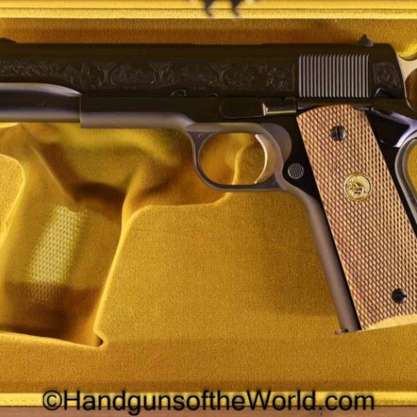 Colt, Government Model, .45acp, Michigan State Police, 60th Anniversary, Edition, Cased, with Case, Factory Engraved, Engraved, Handgun, Pistol, Collectible