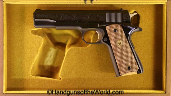 Colt, Government Model, .45acp, Michigan State Police, 60th Anniversary, Edition, Cased, with Case, Factory Engraved, Engraved, Handgun, Pistol, Collectible