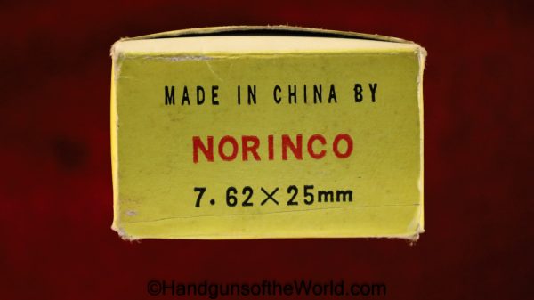 Chinese, Norinco, 7.62 x 25, Tokarev, Ammo, Ammunition, China, 7.62, 7.62x25, Original, Collectible, Handgun, Pistol, Hand gun, Yellow, Box, Boxed