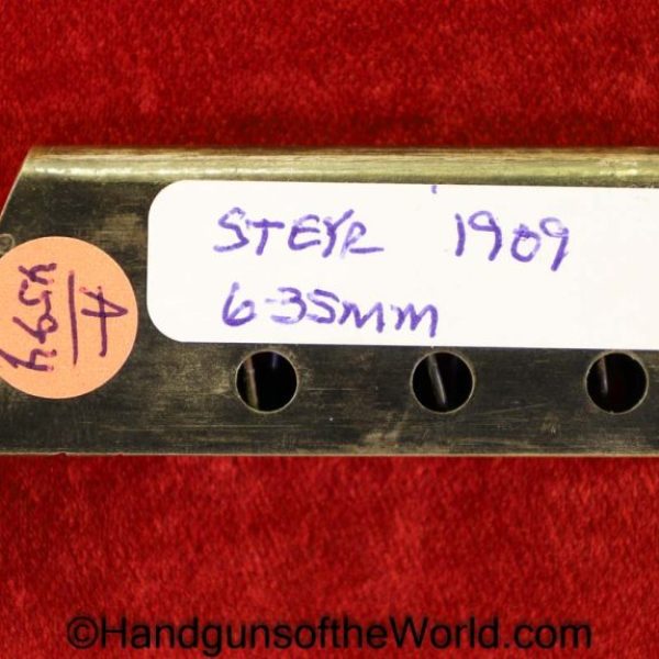 Steyr, 1909, 6.35mm, Magazine, Clip, Mag, Original, Austria, Austrian, 6.35, 25, .25, acp, auto, Handgun, Pistol, VP, Vest Pocket, Hand gun, Model