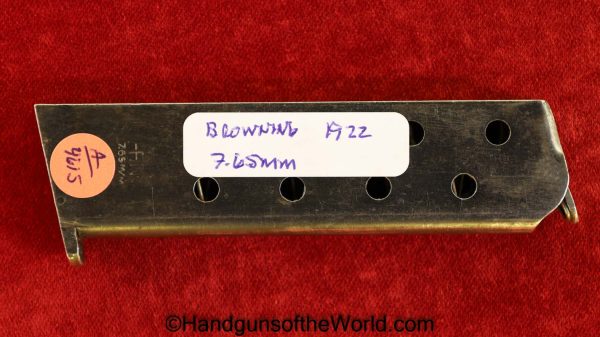 FN, Browning, 1922, 7.65mm, Magazine, Clip, Mag, Original, Collectible, Belgian, Belgium, Post-War, Post War, 32, .32, acp, auto, 7.65, Handgun, Pistol