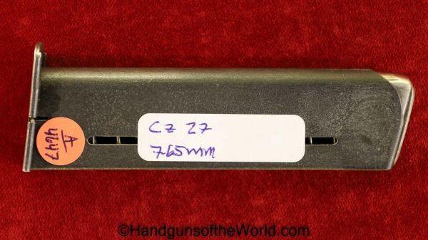 CZ-27, 7.65mm, Magazine, Clip, Mag, Original, Collectible, Handgun, Hand gun, Pistol, CZ, 27, CZ27, CZ 27, 32, .32, acp, auto, 7.65, WWII, WW2, P.Mod 27