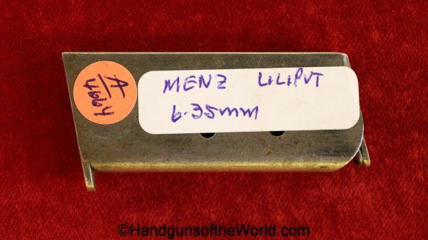 Menz, Liliput, 6.35mm, Magazine, Clip, Mag, Original, Collectible, German, Germany, Handgun, Pistol, 6.35, 25, .25, acp, auto, Hand gun, Real, Vintage