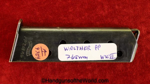 Walther, PP, 7.65mm, Magazine, Clip, WWII, Era, WW2, German, Germany, Original, Collectible, 7.65, .32, 32, acp, auto, Mag, Handgun, Pistol, Hand gun