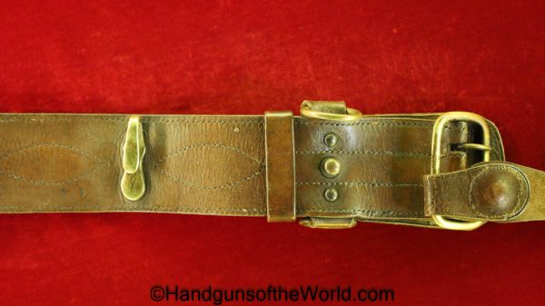 British, Sam Browne, Belt, with Suspender, Original, Collectible, Brown, Leather, Unmarked, English, Britain, England, UK, United Kingdom, Period, Vintage