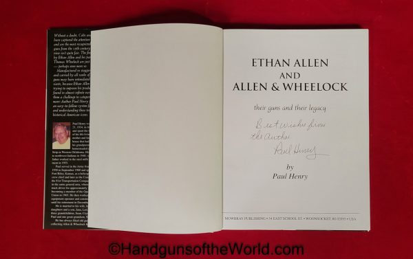 Ethan Allen, Allen, Wheelock, Book, Index, Guns, Firearms, Pistols, Handguns, Revolver, Revolvers, Unused, Paul Henry, 230 Pages, Collectible, Original