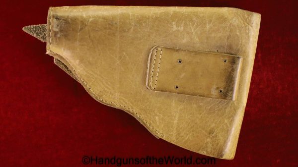 Beretta, 1915-1919, Holster, Beige, leather, full flap, 1915, 1919, Original, Collectible, Pocket, Handgun, Hand gun, Pistol, Italy, Italian, Dual Mag Pouch