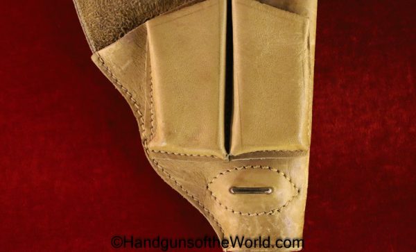 Beretta, 1915-1919, Holster, Beige, leather, full flap, 1915, 1919, Original, Collectible, Pocket, Handgun, Hand gun, Pistol, Italy, Italian, Dual Mag Pouch