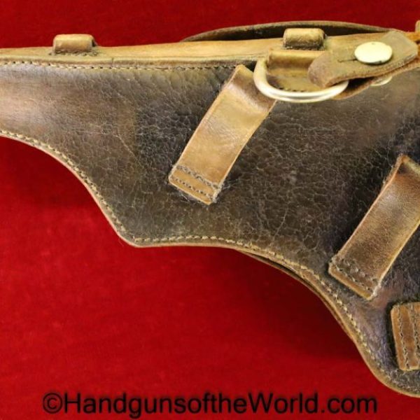 Bergmann Bayard, 1908, 1910, Holster, Danish, 1917, 1910/21, Bergmann, Bayard, Denmark, Original, Collectible, Handgun, Pistol, with Shoulder Straps, Brown