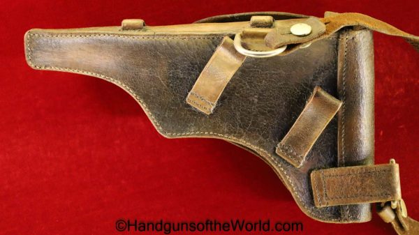 Bergmann Bayard, 1908, 1910, Holster, Danish, 1917, 1910/21, Bergmann, Bayard, Denmark, Original, Collectible, Handgun, Pistol, with Shoulder Straps, Brown