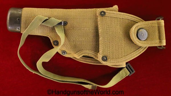 Colt, 1911, Mills, Holster, Belt, Package, narrow flap, variation, Tan, Canvas, Original, Collectible, USA, American, Americana, America, Handgun, Pistol