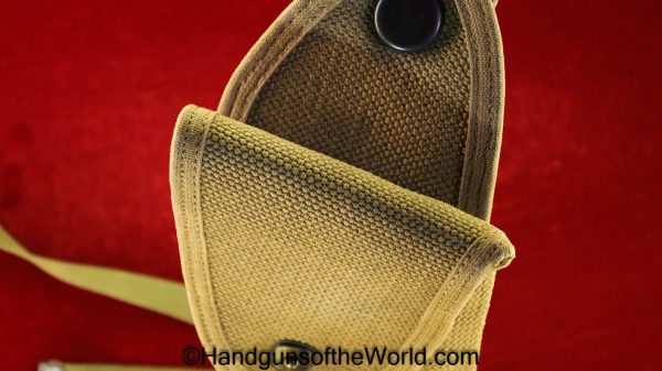 Colt, 1911, Mills, Holster, Belt, Package, narrow flap, variation, Tan, Canvas, Original, Collectible, USA, American, Americana, America, Handgun, Pistol