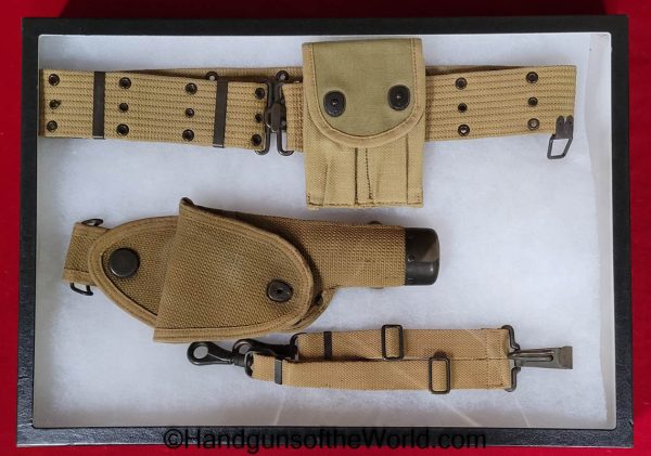 Colt, 1911, Mills, Holster, Belt, Package, narrow flap, variation, Tan, Canvas, Original, Collectible, USA, American, Americana, America, Handgun, Pistol