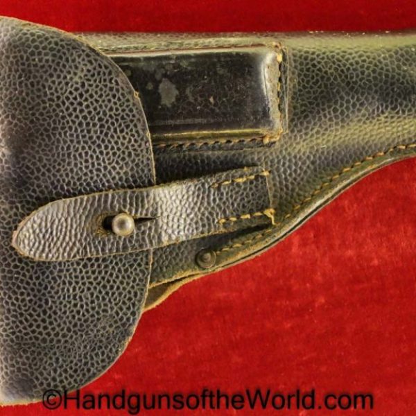 Dreyse, 1907, Holster, WWI, WW1, German, Germany, Original, Collectible, Handgun, Pistol, Black, leather, pebble grain, pattern, Berlin, 1915, Dated, Model