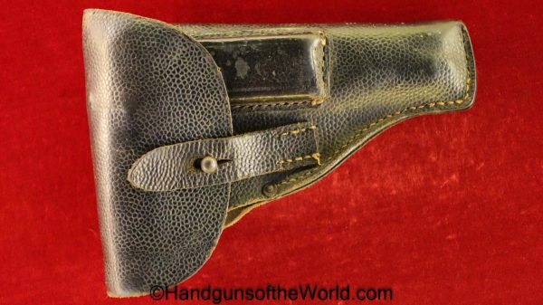 Dreyse, 1907, Holster, WWI, WW1, German, Germany, Original, Collectible, Handgun, Pistol, Black, leather, pebble grain, pattern, Berlin, 1915, Dated, Model