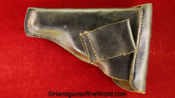 Dreyse, 1907, Holster, WWI, WW1, German, Germany, Original, Collectible, Handgun, Pistol, Black, leather, pebble grain, pattern, Berlin, 1915, Dated, Model