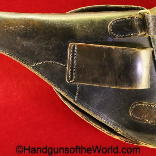 French, Model, 1892, Revolver, Holster, with Shoulder Straps, Black, leather, clamshell, Clam Shell, Original, Collectible, Lebel, France, WWI, WW1