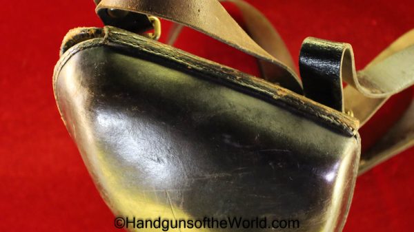 French, Model, 1892, Revolver, Holster, with Shoulder Straps, Black, leather, clamshell, Clam Shell, Original, Collectible, Lebel, France, WWI, WW1