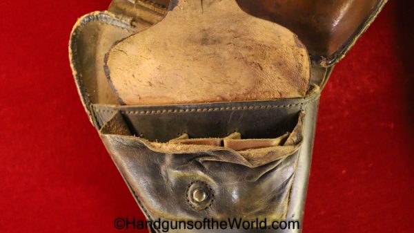 French, Model, 1892, Revolver, Holster, with Shoulder Straps, Black, leather, clamshell, Clam Shell, Original, Collectible, Lebel, France, WWI, WW1