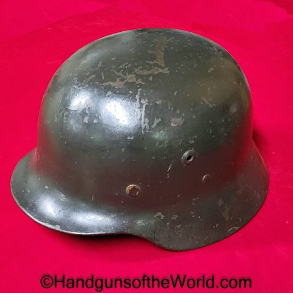 Finnish, M40/55, Helmet, Green Paint, Steel, Original, Collectible, Finland, Army, WWII, WW2, Leather Liner, Finnish Contract