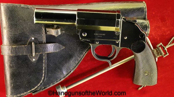 Flare, Pistol, German, Herr, 26.5mm, Erma Erfurt, 1940, with Holster, Rig, Full Rig, Flare Pistol, Non-FFL, Non FFL, WWII, WW2, Germany, Erma, 26.5, Dated