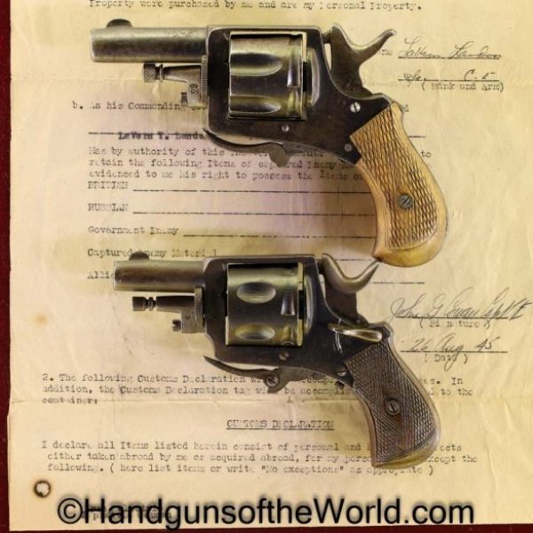 German, Velo Dog, Revolvers, .320, with WWII Capture Paper, Capture Paper, Velodog, 320, Germany, Antique, Handgun, Hand gun, Revolver, Non FFL, Non-FFL