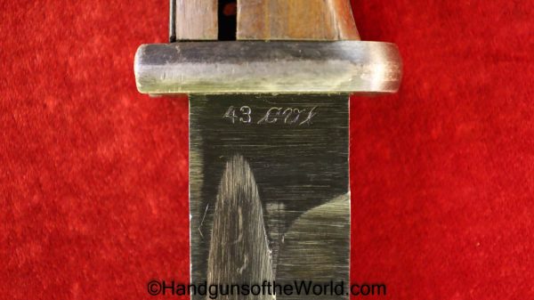 German, Germany, WWII, WW2, K98, K98k, 98, 98K, Bayonet, CUL 43, Matching Scabbard, with Frog, Original, Collectible, 1943, CUL, CUL43, 43, Matching