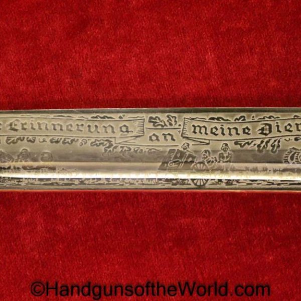 German, Dress, Bayonet, Etched Blade, Artillery Motif, FW Holler, Holler, Original, Collectible, Germany, WWII, WW2, Dress Bayonet, Artillery, Etched