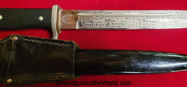 German, Dress, Bayonet, Etched Blade, Artillery Motif, FW Holler, Holler, Original, Collectible, Germany, WWII, WW2, Dress Bayonet, Artillery, Etched