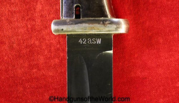 German, 98K, Bayonet, asw 42, Germany, WWII, WW2, Original, Collectible, K98, K98k, asw, 42, asw42, 1942, Rifle, Longarm, Long, Arm, Vintage, Real