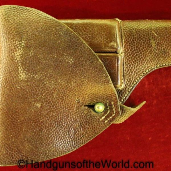 Husqvarna, Model, 1907, Holster, Brown, leather, pebble grain, Swedish, Sweden, Original, Collectible, Browning, FN, 1903, Handgun, Pistol, Unit Marked