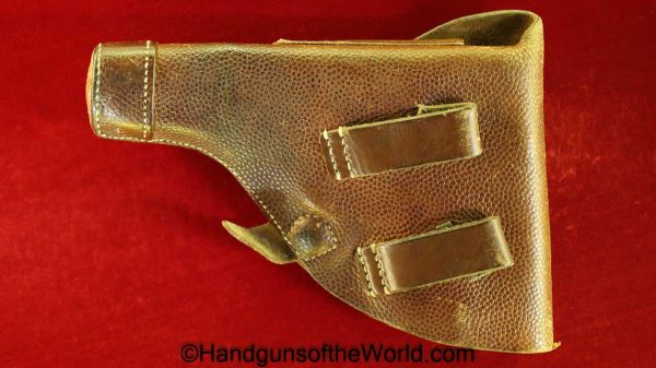 Husqvarna, Model, 1907, Holster, Brown, leather, pebble grain, Swedish, Sweden, Original, Collectible, Browning, FN, 1903, Handgun, Pistol, Unit Marked