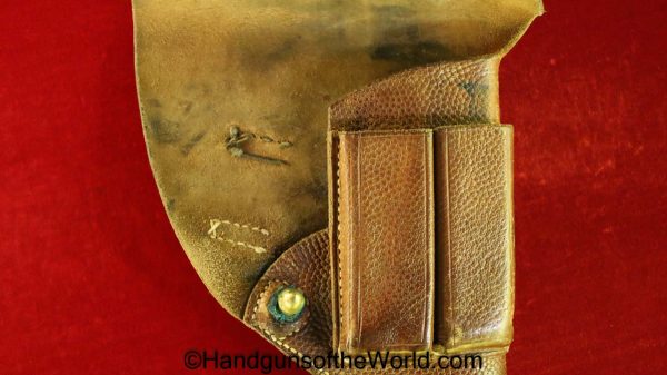 Husqvarna, Model, 1907, Holster, Brown, leather, pebble grain, Swedish, Sweden, Original, Collectible, Browning, FN, 1903, Handgun, Pistol, Unit Marked