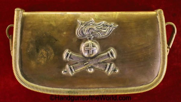 Italian, Officers, Dress, Ammo Pouch, Pouch, Italy, Original, Collectible, WWII, WW2, Brass, Cannons, Cannon, Ammunition, Ammo, Officer