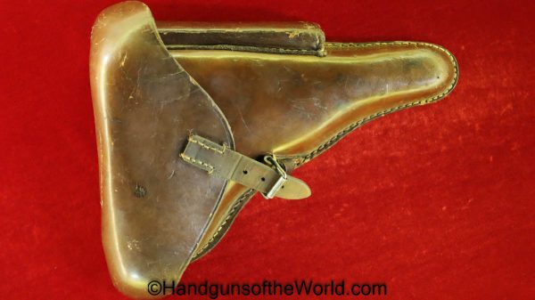 Luger, P08, P 08, P-08, P.08, Holster, Dated, 1918, Brown, leather, hard shell, Hans Romer Neu-Ulm, German, Germany, WWI, WW1, Handgun, Pistol, Hand gun