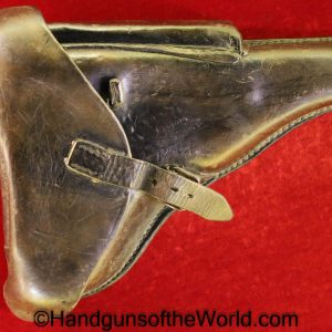 Luger, P.08, Holster, German, WWII, Germany, WW2, Original, Collectible, Brown, leather, hardshell, GUT, 1941, WaA869, WaA 869, Hard shell, Handgun, Pistol