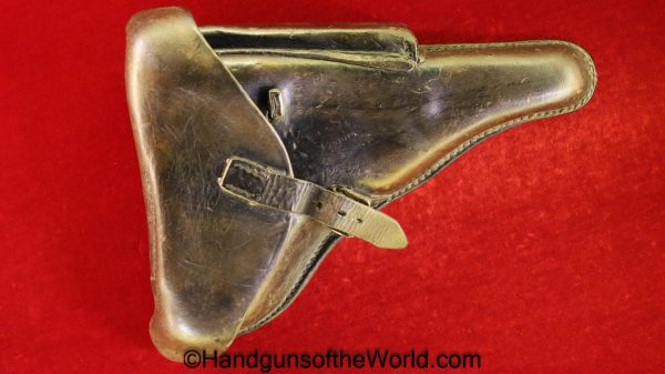 Luger, P.08, Holster, German, WWII, Germany, WW2, Original, Collectible, Brown, leather, hardshell, GUT, 1941, WaA869, WaA 869, Hard shell, Handgun, Pistol