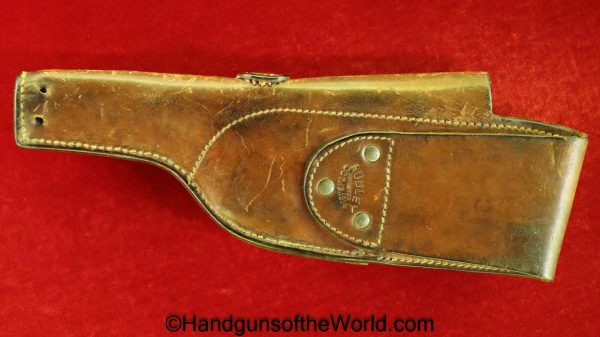 Luger, 1900, 1906, American Eagle, Audley, Holster, Brown, leather, Audley-Patented Oct 18-1914, Safety Clip, Original, Collectible, American, Eagle, America