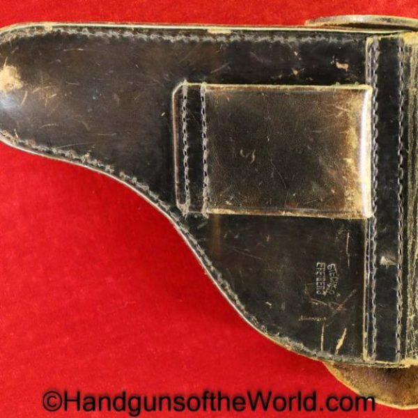 Mauser, 1914, Holster, Police, Hardshell, Brown, leather, hard shell, Stecher Freiberg, Original, Collectible, German, Germany, Handgun, Pistol, Vintage