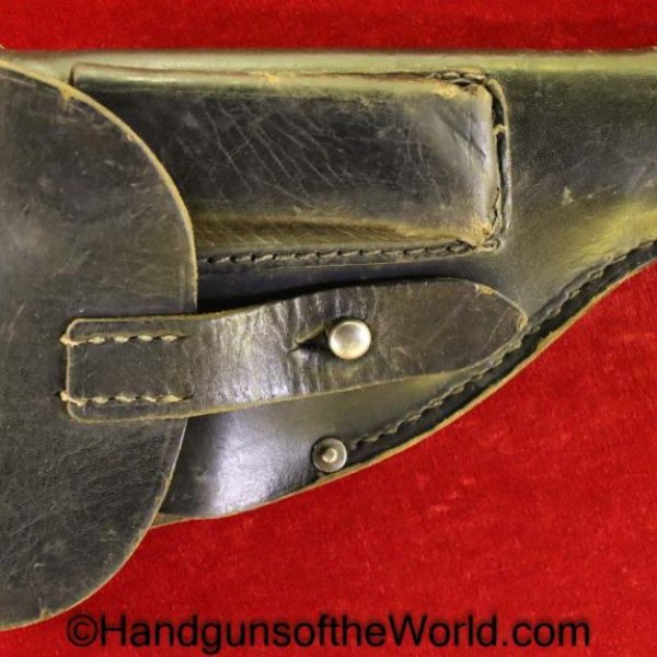 Mauser, 1914, Holster, WW1, WWI, German, Germany, Original, Collectible, Black, leather, General Purpose pattern, M.Horn Banberg, 1918, BAXI,Crown over III