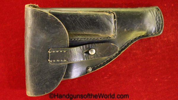 Mauser, 1914, Holster, WW1, WWI, German, Germany, Original, Collectible, Black, leather, General Purpose pattern, M.Horn Banberg, 1918, BAXI,Crown over III