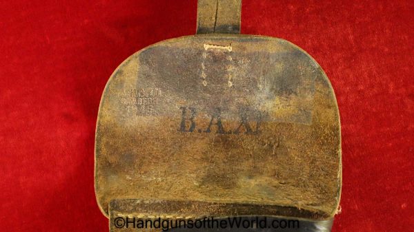 Mauser, 1914, Holster, WW1, WWI, German, Germany, Original, Collectible, Black, leather, General Purpose pattern, M.Horn Banberg, 1918, BAXI,Crown over III