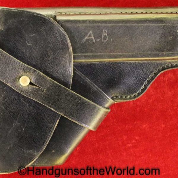 Mauser, 1914, Holster, Weimar Era, Naval, Black, leather, breakaway, Kriegsmarine, ink stamped, Original, German, Germany, Navy, Handgun, Pistol, Weimar