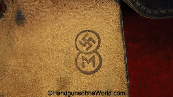 Mauser, 1914, Holster, Weimar Era, Naval, Black, leather, breakaway, Kriegsmarine, ink stamped, Original, German, Germany, Navy, Handgun, Pistol, Weimar