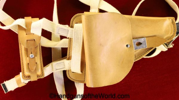 FEG, PA-63, PA-64, Holster, Brown, leather, shoulder Holster, with white canvas straps, Shoulder, Original, Collectible, Hungarian, Hungary, Cold War